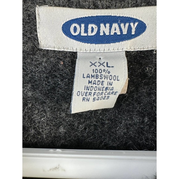 Old Navy‎ 100% Lambswool Mens Pullover Sweater Sz 2XL Dark Gray V-Neck - Picture 5 of 8